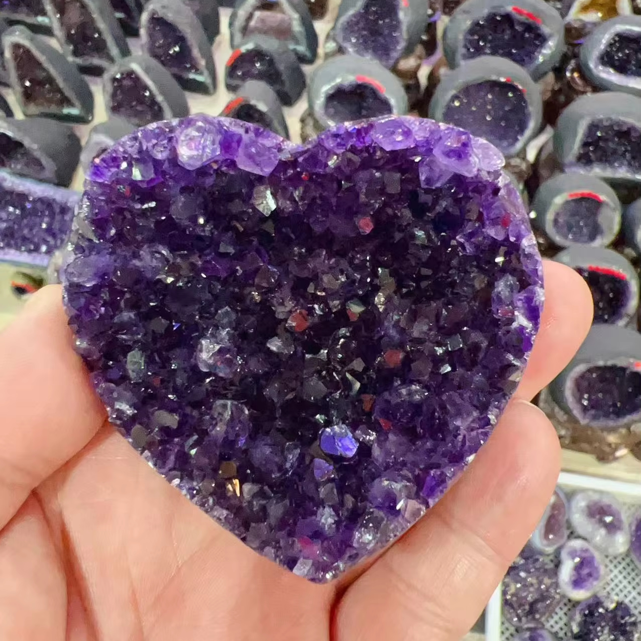 Natural rough stone Brazilian amethyst cluster ornaments Amethyst block crystal rough stone ore specimen Amethyst hole ornaments
