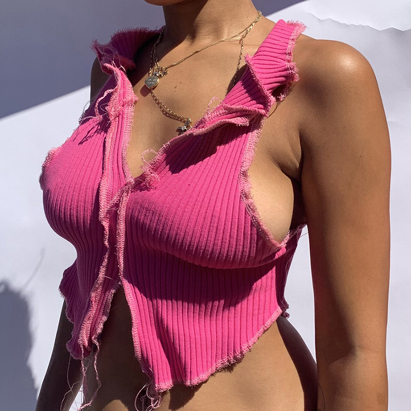 Mix Леди Блузка Зеленый цвет рюшами Футболка Модные Croptop туника с бахромой хлопковые контрастные топ в Корейском стиле, женские рубашки с длинным рукавом