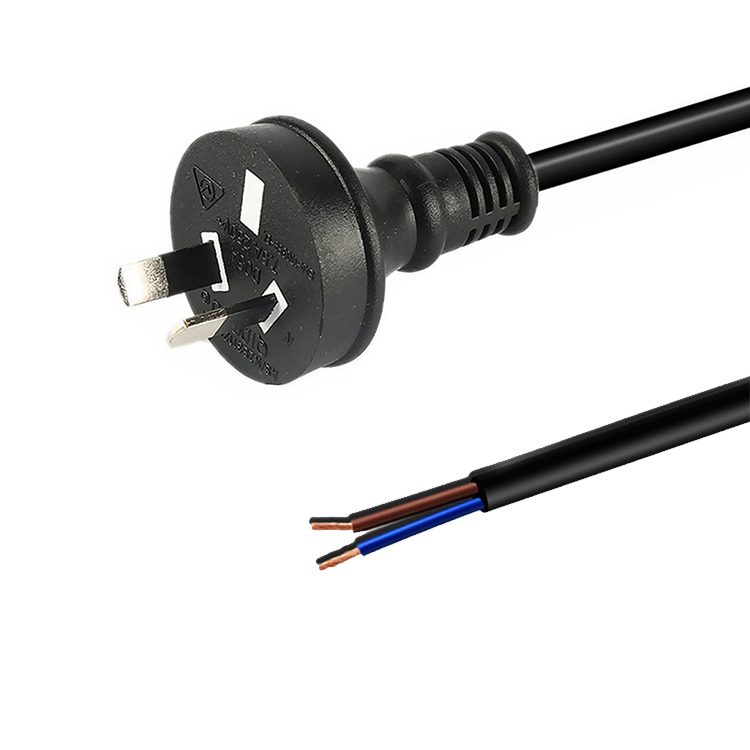 Saa Approved Male Prong Power Cable Ac Extension Cord 2 Pin Plug Open Strip End Power Cord