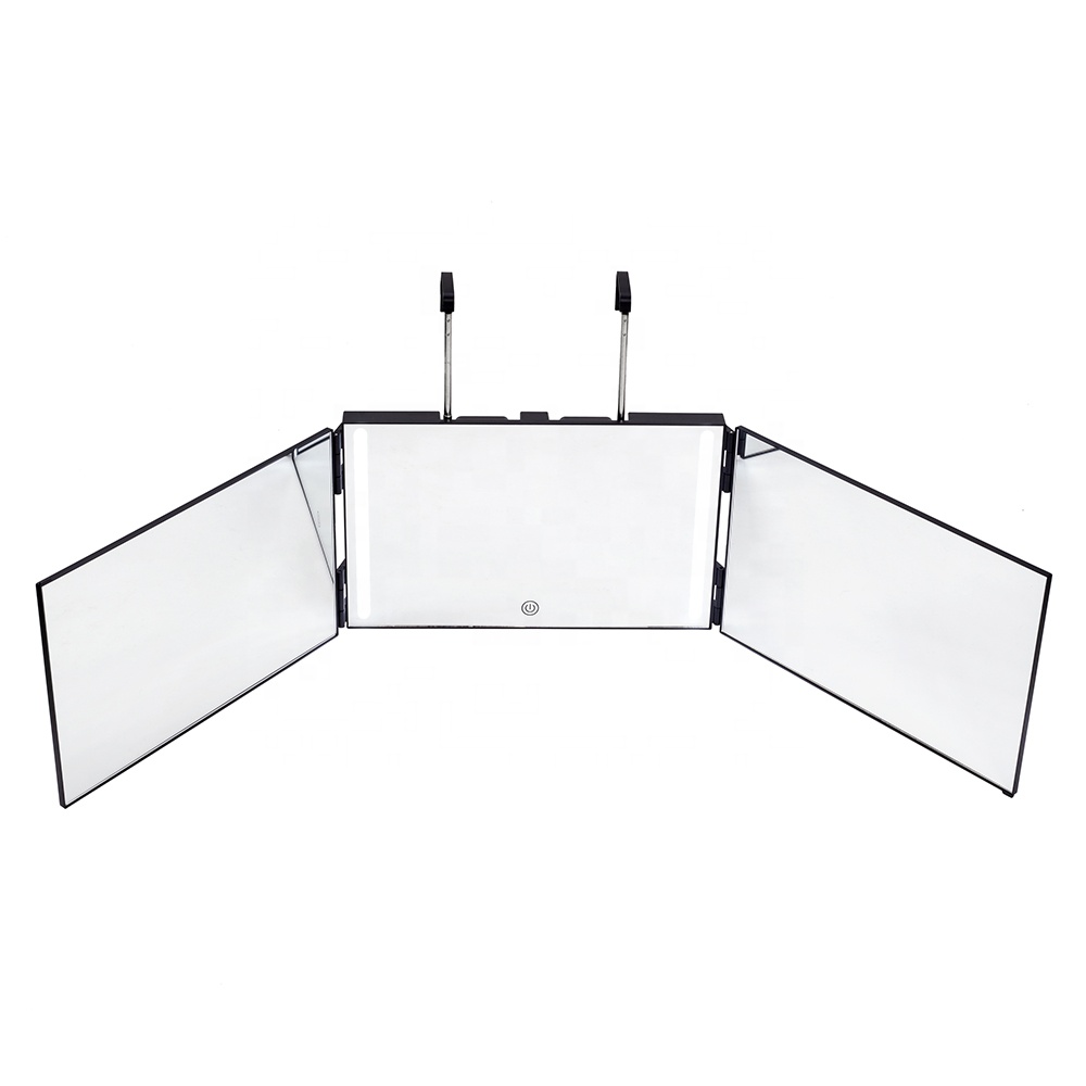 New Makeup Mirror Light with LED DIY Haircut Tool Trifold Mirror for Self Hair Cutting and Styling