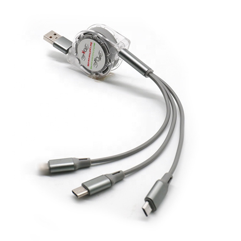 Выдвижной зарядный USB-шнур Mulit с Micro Usb Type C и подсветкой, 1 м, быстрая зарядка, 3 в 1, USB-кабель