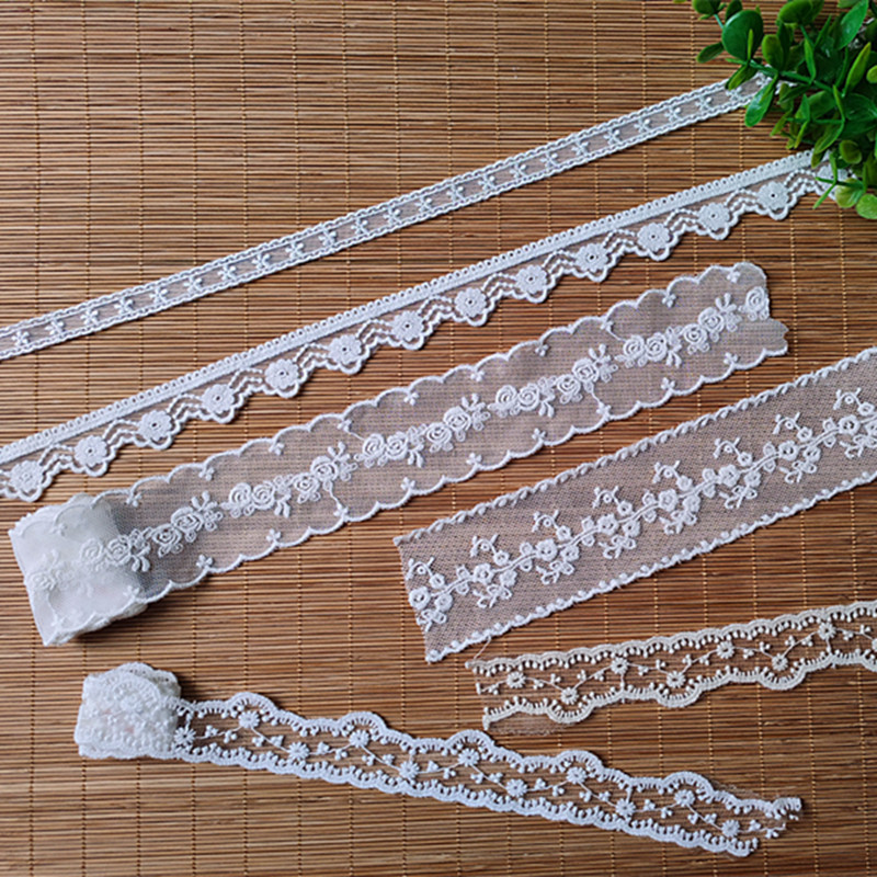 mesh Lace Trim Polyester Milk Silk Lace Trim Cotton Embroidery Non-stretch Water Soluble Guipure Lace Trim