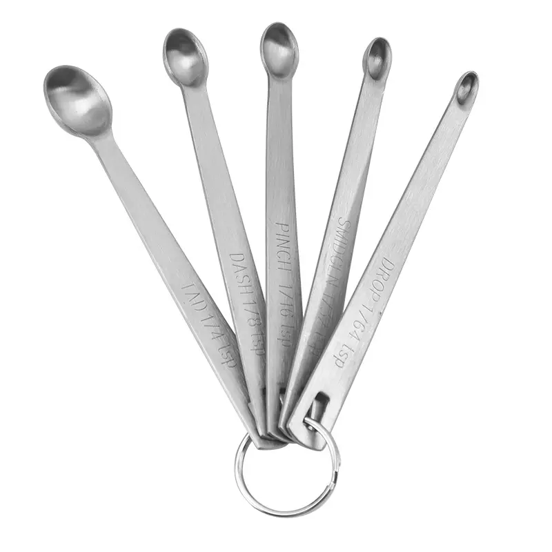Mini Stainless Steel Measuring Spoons, Set of 5 (tad, da sh, pinch, smidgen and drop)