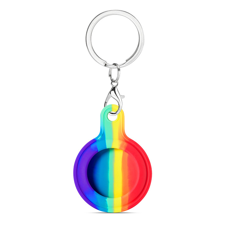 Rainbow Silicone Protector Case for Apple Airtag Pets Location Tracker Retainer for Airtags Anti Lost Rope Holder