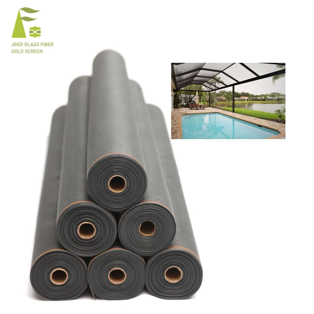 JINDI REACH RoHS 17X14 Mesh 0.013" Greey Against Wind Fiberglass Patio Pool Screen Rolls