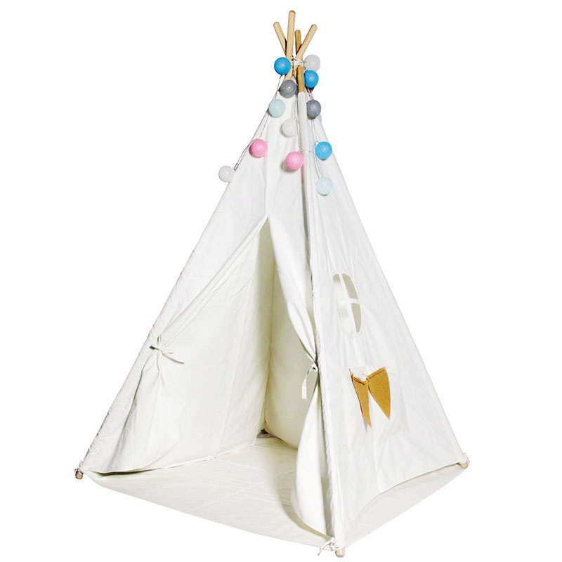 Сенсорный дети играть белый шатер дом индийский Tepee для детей хлопок холст палатки ребенок Крытый одно окно вигвам