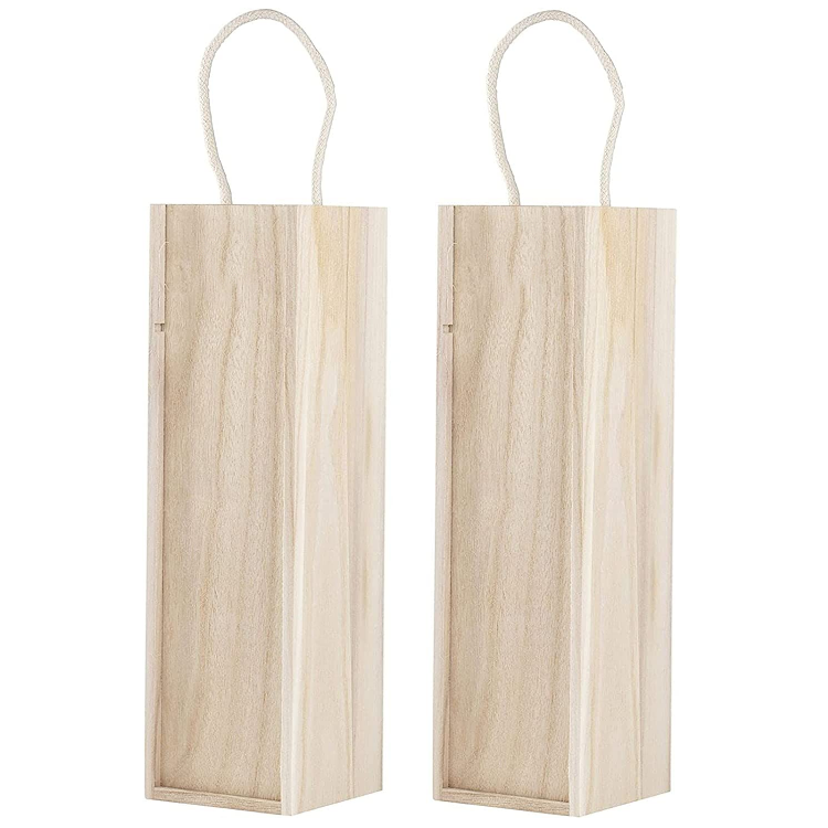 Hot selling natural paulownia wood unfinished simplicity wine wood box