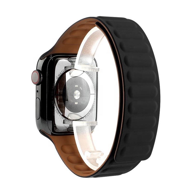 Ремешок резиновый для Apple Watch Band, мягкий магнитный сменный силиконовый браслет для смарт-часов iWatch Series 6 5 4 3 2 1