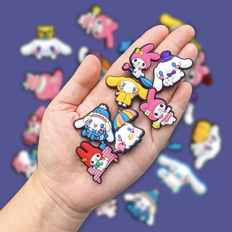 Новое поступление, аниме мультфильм Sanrio Kuromi, дизайнерские Кроксы для обуви, подвески для детей, мягкие ПВХ заглушки, пуговицы