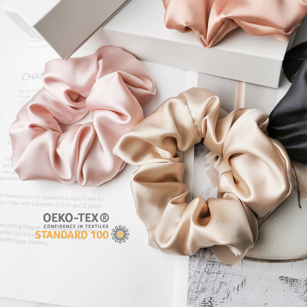 Silk Hair Scrunchies 100% Pure 22 Momme Mulberry Hair Ties With Elastic Hair Bands Set