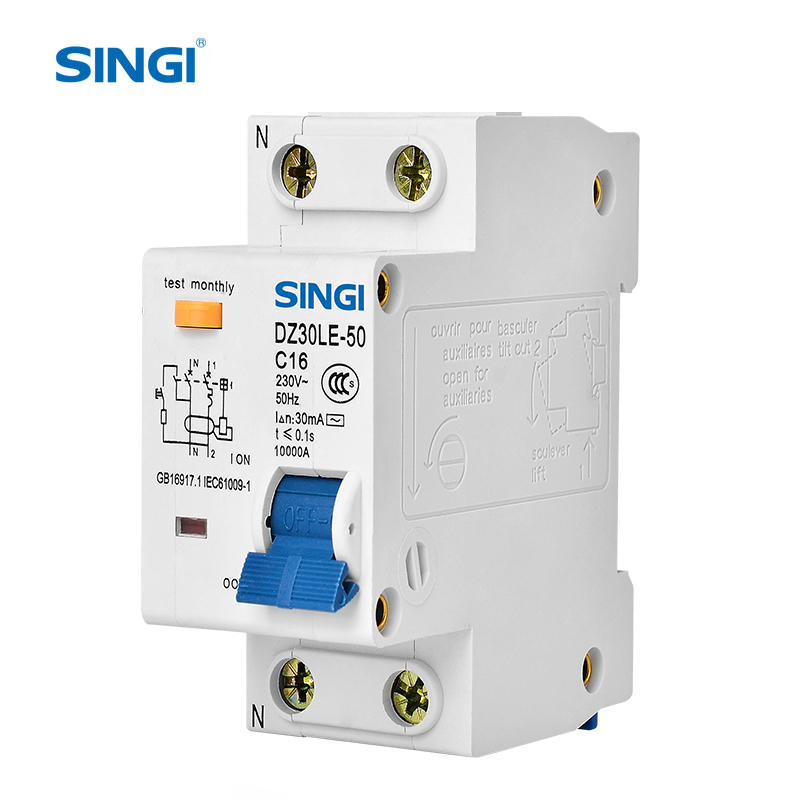 Singi DZ30LE-50 1P + N заводская цена elcb автоматический выключатель утечки земли 30ma rccb