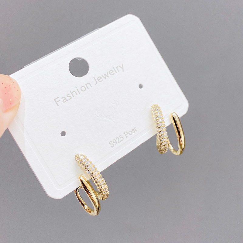 ED62562 Korean fashion trendy gold plated zircon women jewelry geometric stud earring