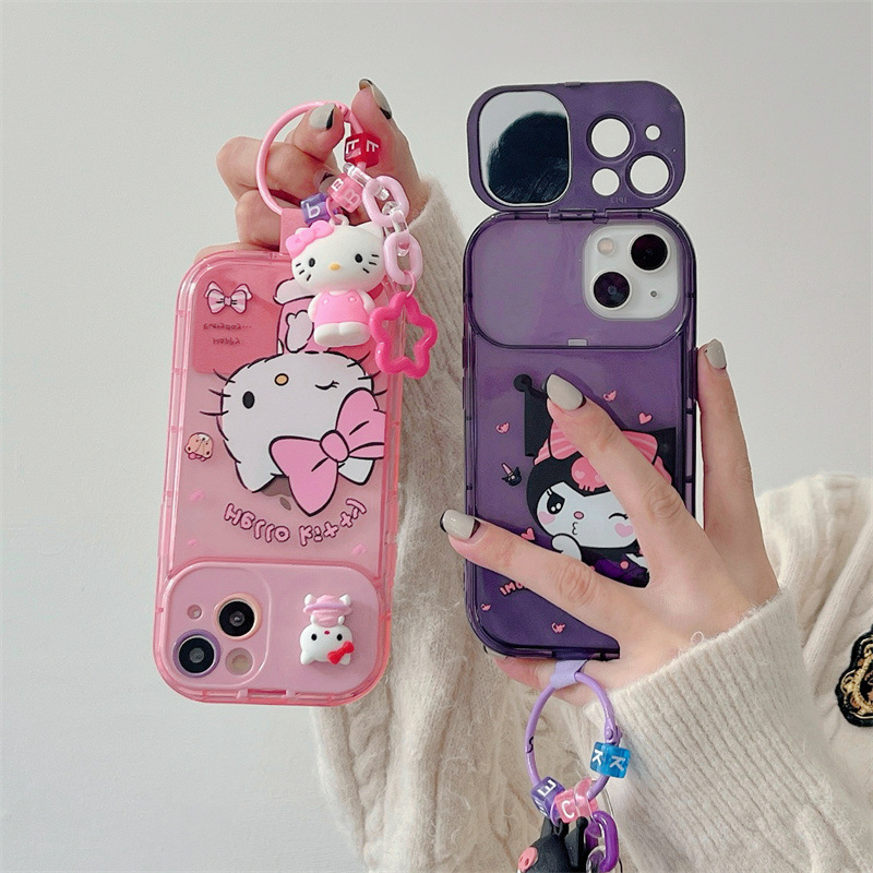 Sanrio Hello kitty kuromi melody cinnamoroll с кукольными украшениями, зеркало для макияжа, чехол для телефона Iphone 11 12 13 14 Pro Xs Xr Max