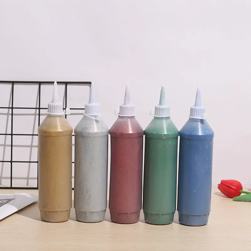 DIY Art Craft Large bottle 500ML gold powder glue children's hand-painted glue pigment painting color sequin liquid glue
