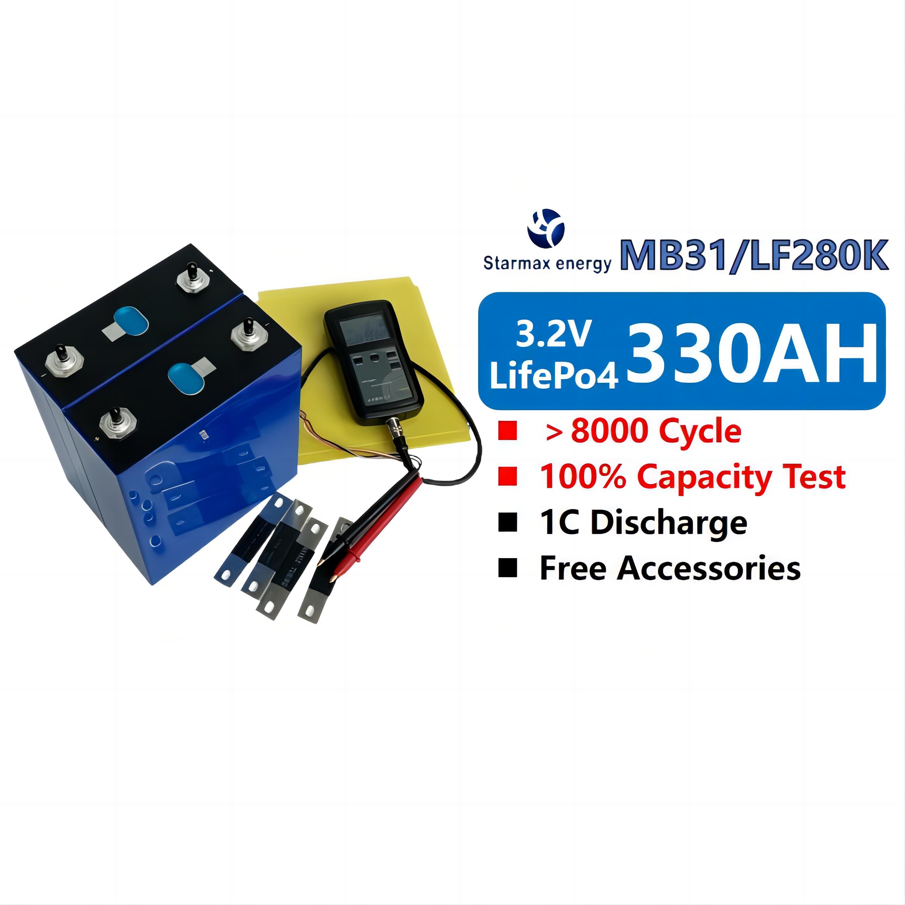Starmax 3.2V 330Ah 314Ah 306Ah 280Ah Lithium Ion Batteries Rechargeable Prismatic Lifepo4 Battery Cells Solar Storage Battery