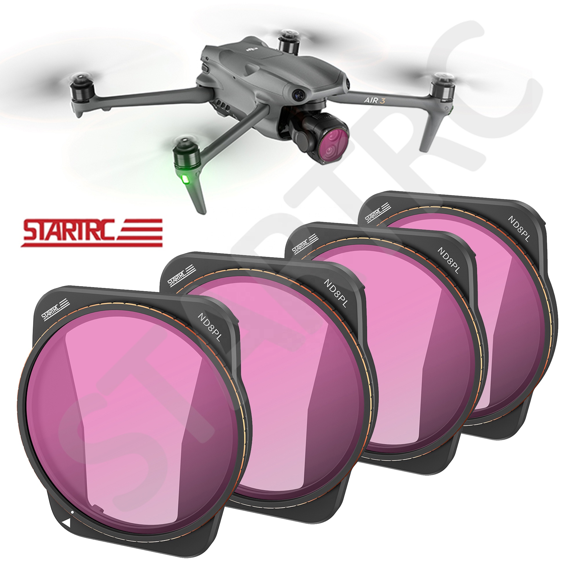 Набор фильтров STARTRC 4 Pack ND/PL для DJI Air 3 аксессуары с покрытием HD Стекло для удаления бликов ND8/PL ND16/PL ND32/PL ND64/PL фильтр
