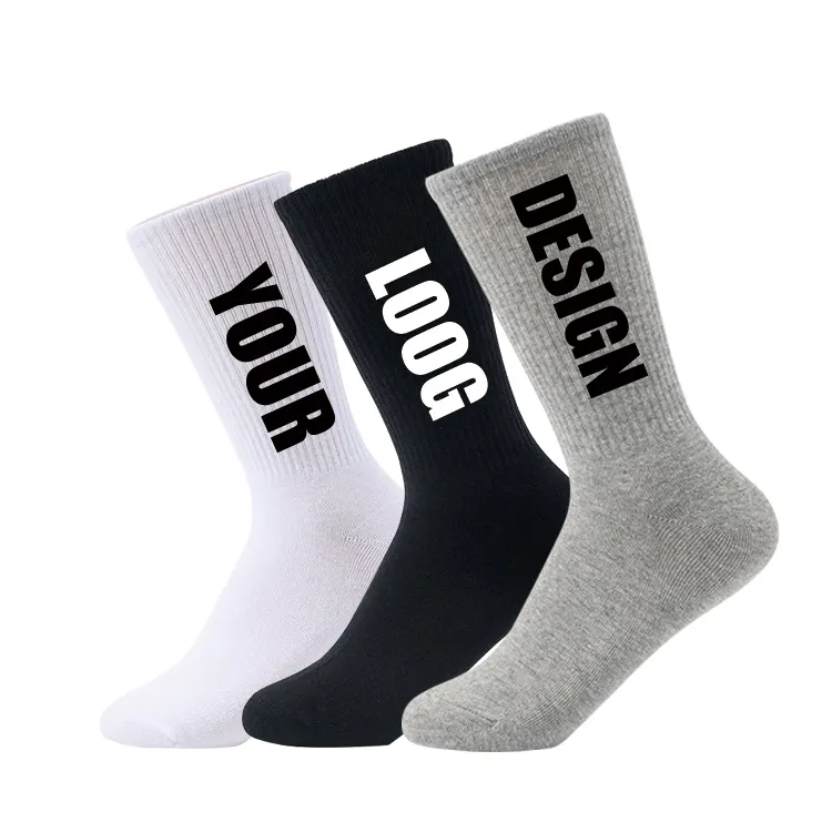 Sock Men No MOQ Custom Logo Cotton Design Embroidery Jacquard Mens Sports Crew Stockings Socks