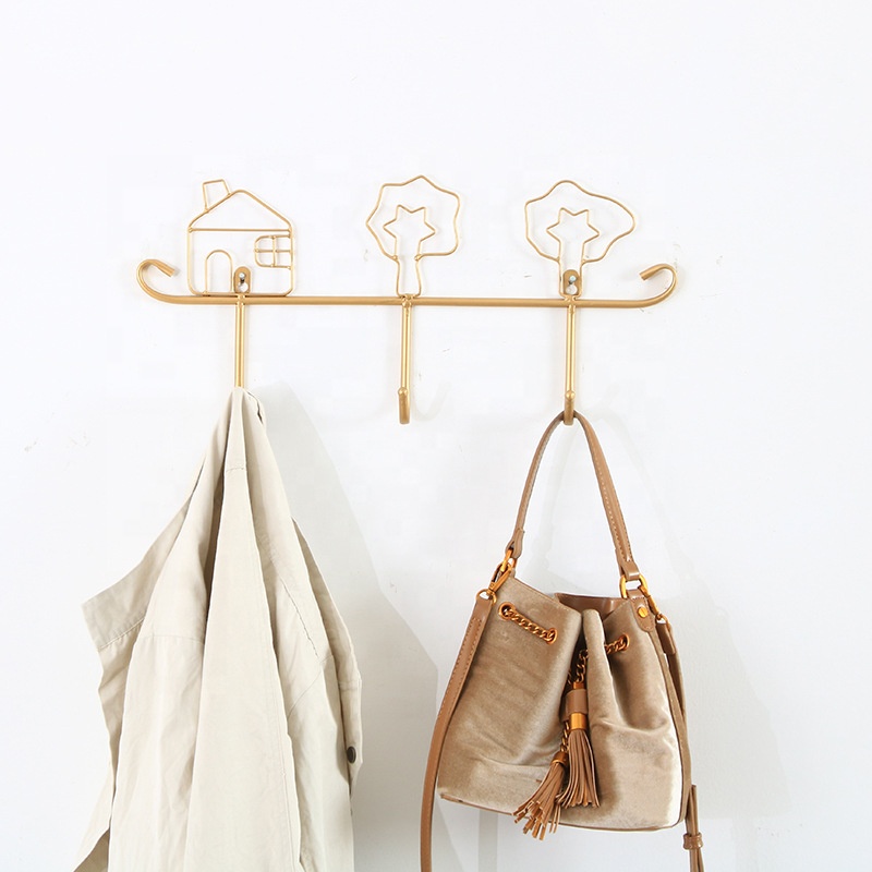 Key Holder for Wall Key Hook for Wall with 3 Hooks Coat Hanger Purse Hanger Towel Hook Easy Mount Key Hangers for Wall Entryway