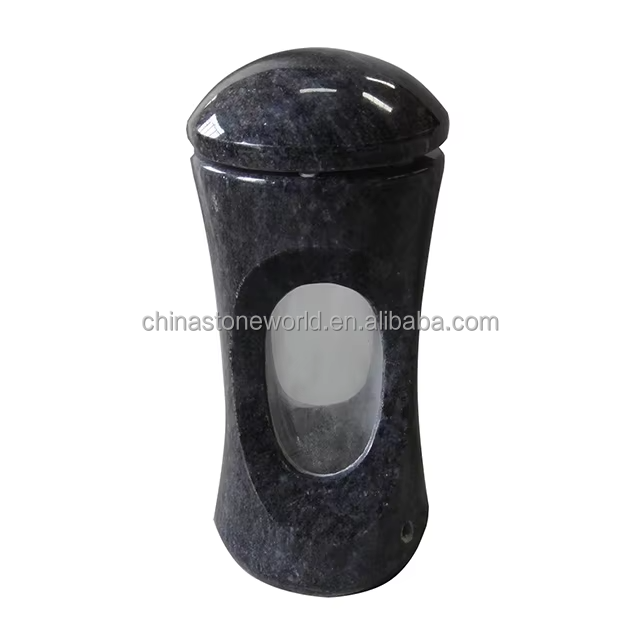 Granite Funeral Carved Flower Stone Square Vases Flower Headstone Tombstone Granite Vases for Cemetery Decorative Football Vase