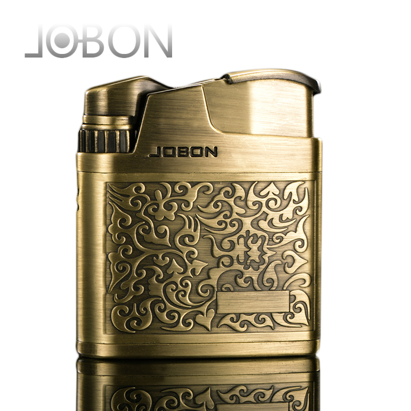 JOBON, оптовая продажа, заправляемая Классическая зажигалка с логотипом на заказ, газовая Бутановая струйная зажигалка с голубым пламенем для сигарет