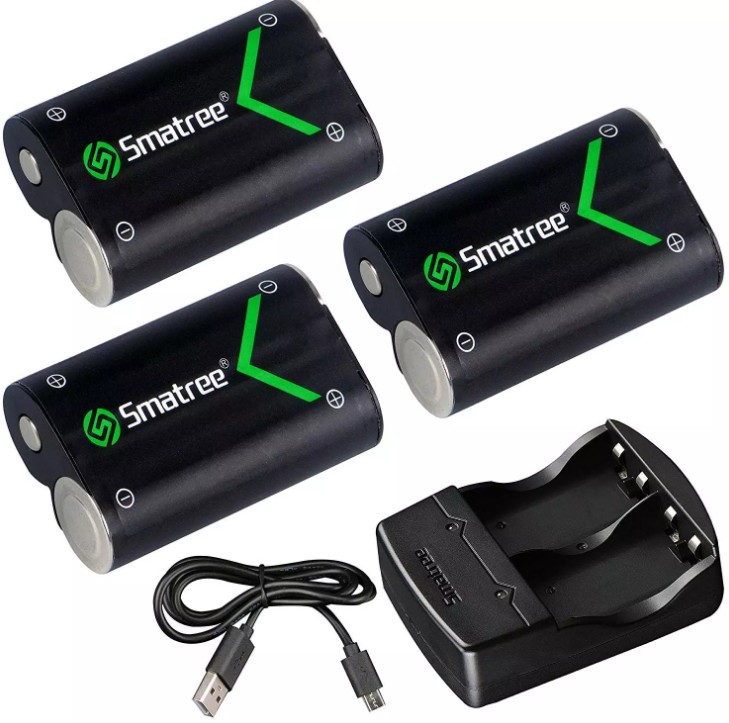 Rechargeable NI-MH Battery 2000mAH (3-Pack) + Dual-Channel Charger for Xbox One / Xbox One S Wireless Controller