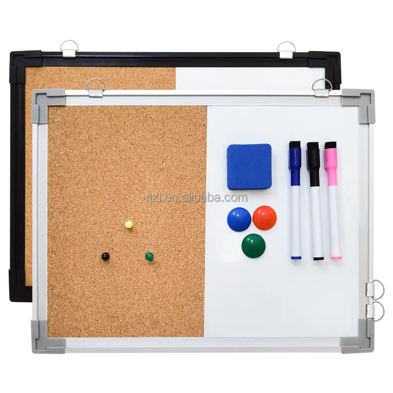 Multipurpose Aluminum Frame Combination Cork Board / Dry Erase Magnetic Whiteboard