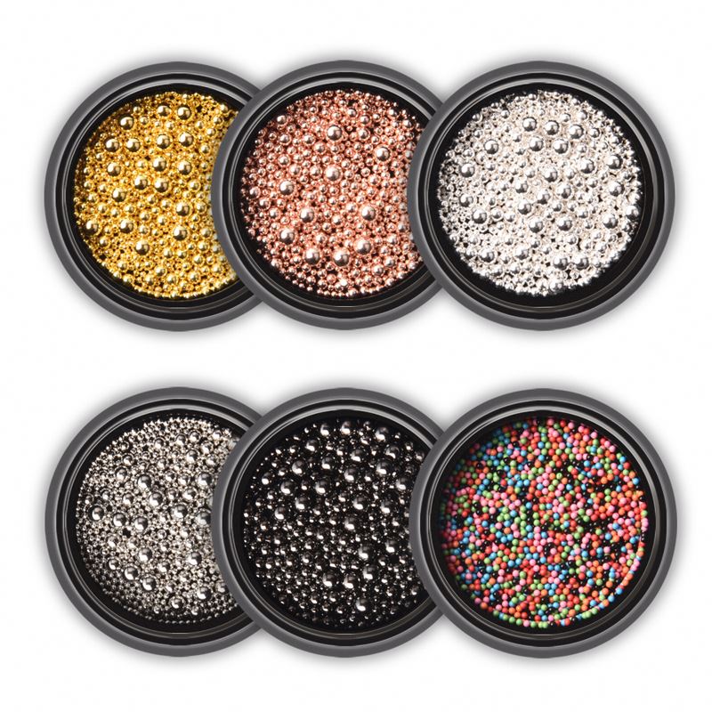 2024 hot style New arrival 6 colors mixed size metal caviar beads 3D nail art decoration nail beads accessories