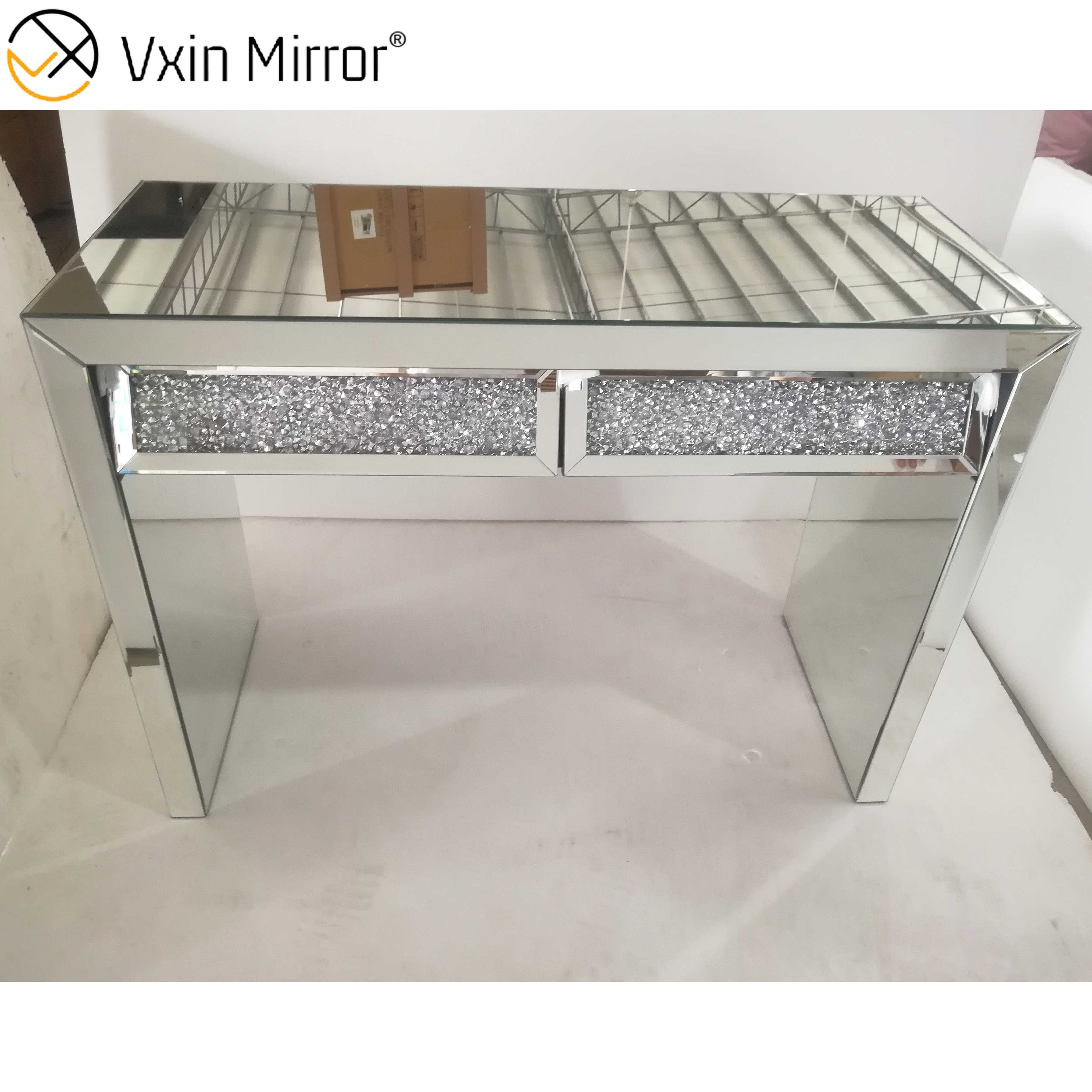 Зеркальный консольный стол VXin WXWF-710 с двумя ящиками дробленый бриллиант Beval серебристый столик