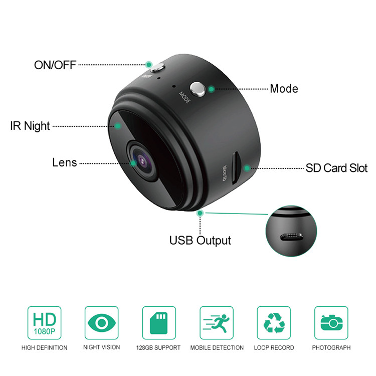 Hot selling Wifi Wireless Hidden Camera with Night Vision  A9 Surveillance Security Mini CCTV Wireless Spy mini Camera