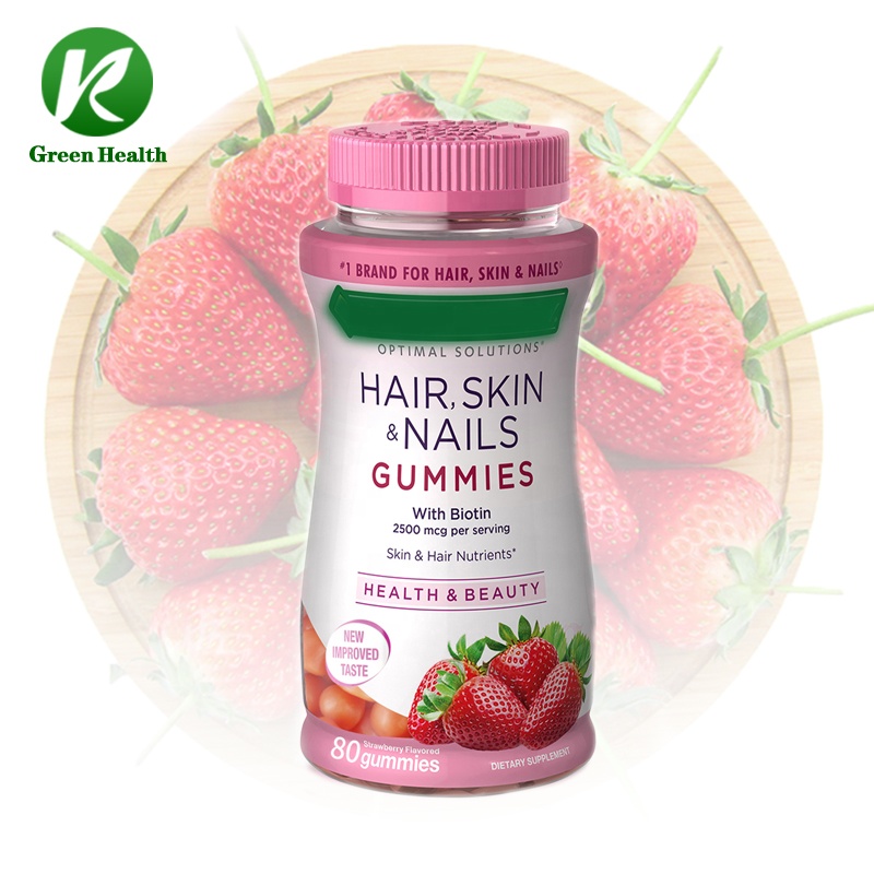 Зеленые ногти кожи здоровья gummies с biotin OEM ODM