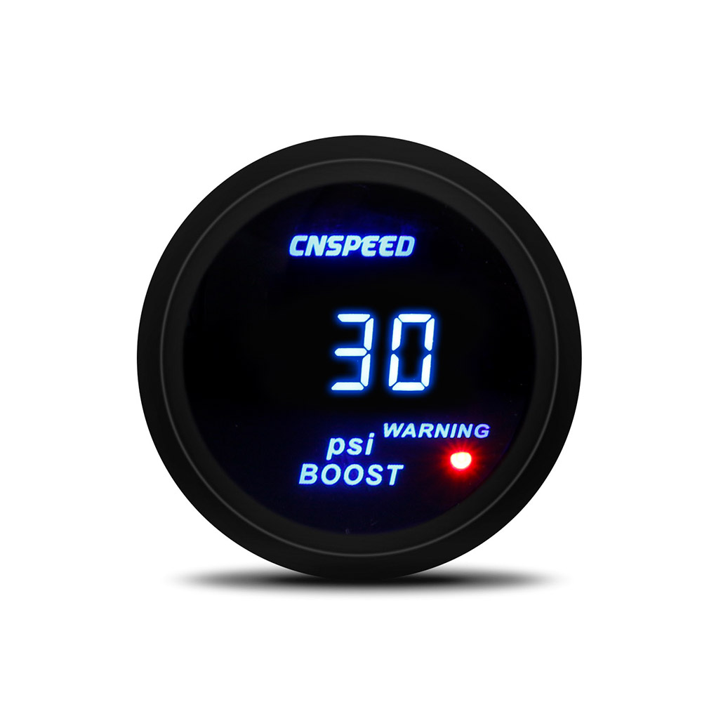 CNSPEED 2 дюймов 52 мм автомобиля Boost манометр 30 фунтов/кв. дюйм синий цифровой светодиодный метр с датчиком
