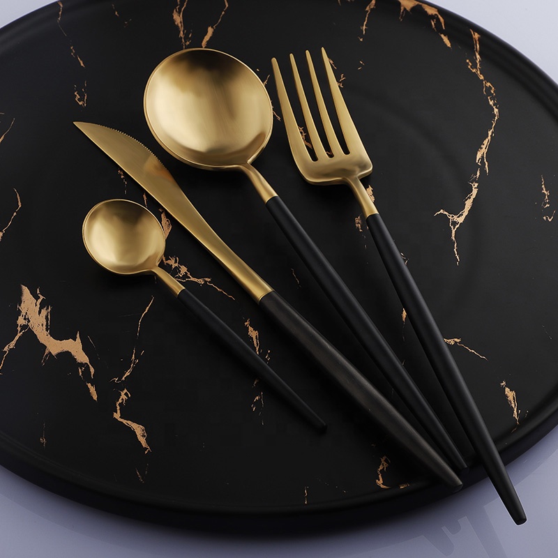 4-pcs золотые столовые приборы с акриловая ручка, Королевский набор столовых приборов из нержавеющей стали