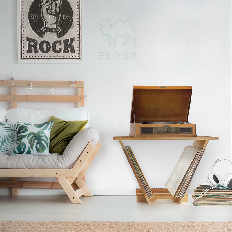 Bamboo Tabletop LP Record Holder Shelf to Stack and Organizer