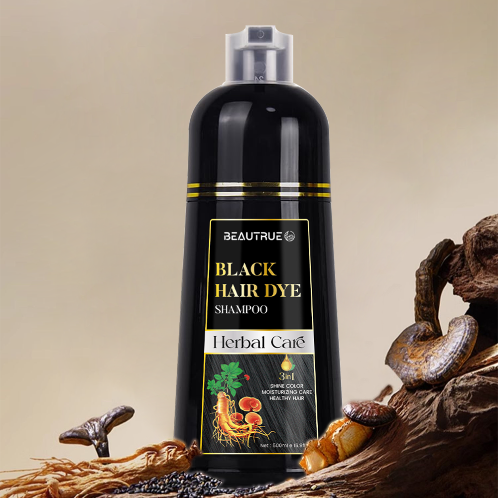 Factory Wholesale Herbal Black Hair Dye Shampoo 3 in 1 For Women & Men Gray Coverage Instant Natural Plant Hair Color Shampoo