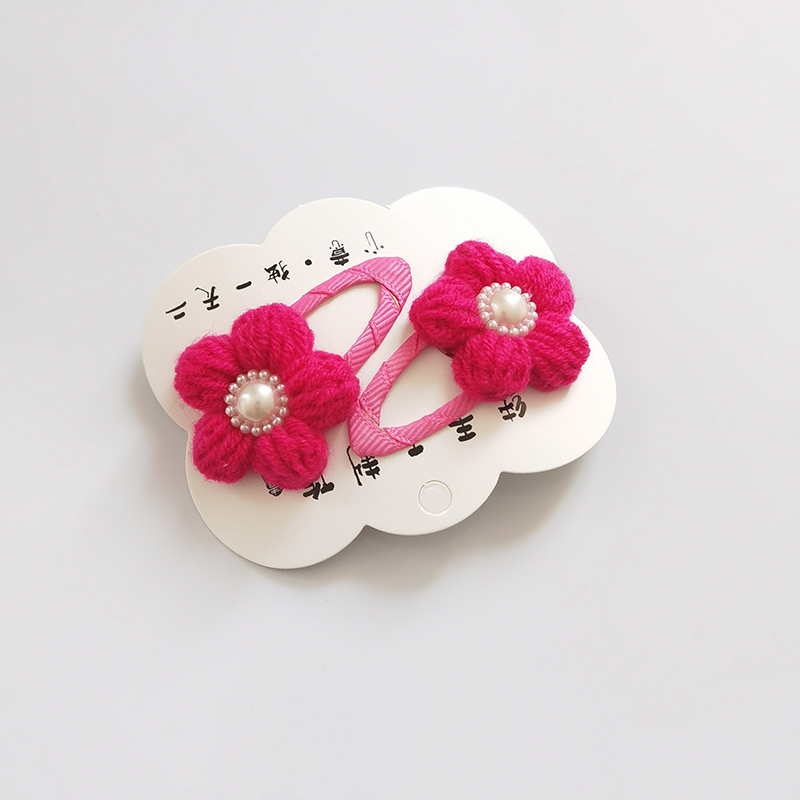 2pcs/pair handmade crocheted knitting children girl flower Cute baby hairpin side clip