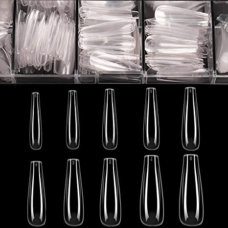 Bellinails-False Square Acrylic Nail Tips, Extra Long, Stiletto, Half Cover, XXL, no C Curved одной модели, но не менее 500Pcs, Box