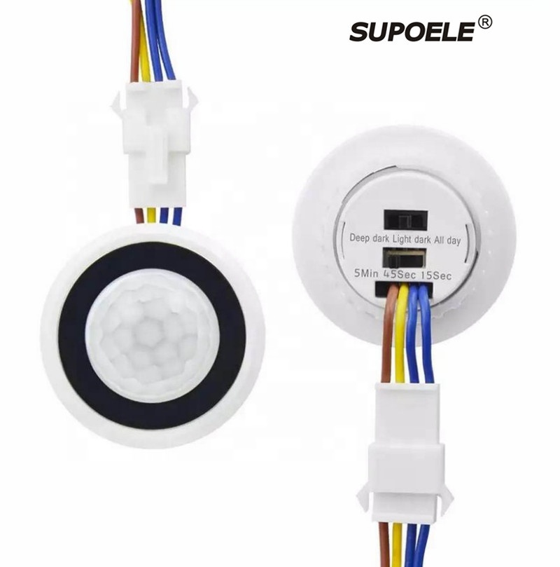 AC 100-240V Panel Mounted LED PIR Detector Infrared Motion Sensor Switch 220V with Time Delay Adjustable Selector Switch