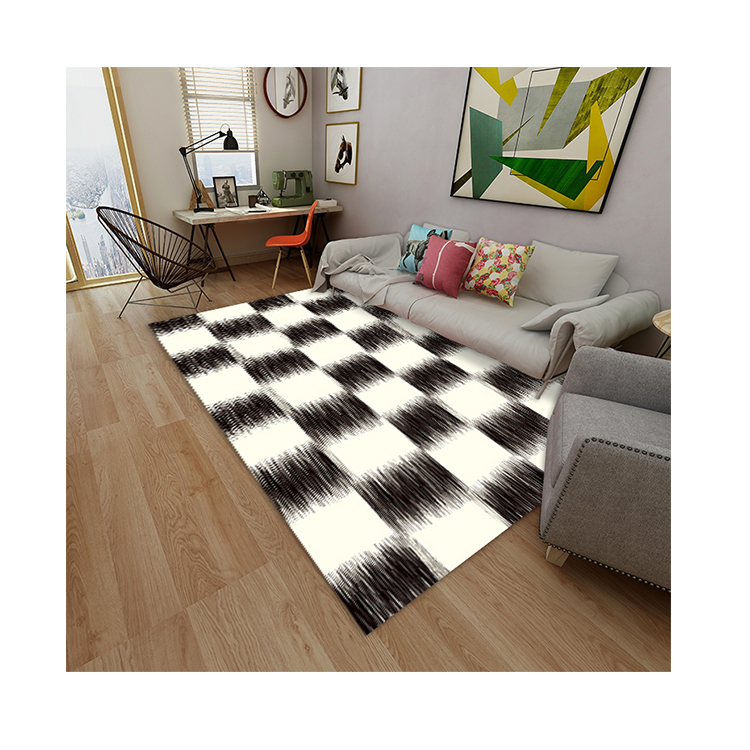 Good Quality Round Shape Modern Geometric Rug Custom Carpet 3d Printed With Suede Backing