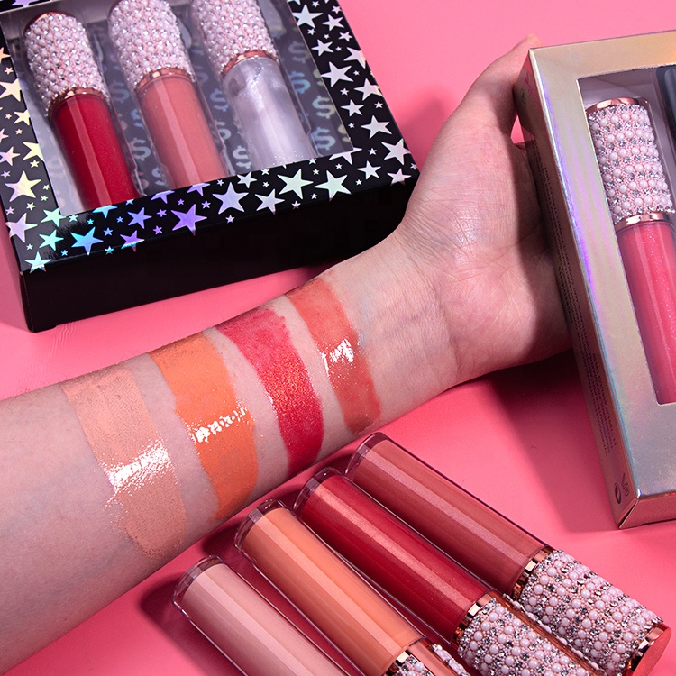 High Pigment 3pcs Lipgloss Per Set Non Sticky Lip Gloss Matte Liquid Lipstick Set