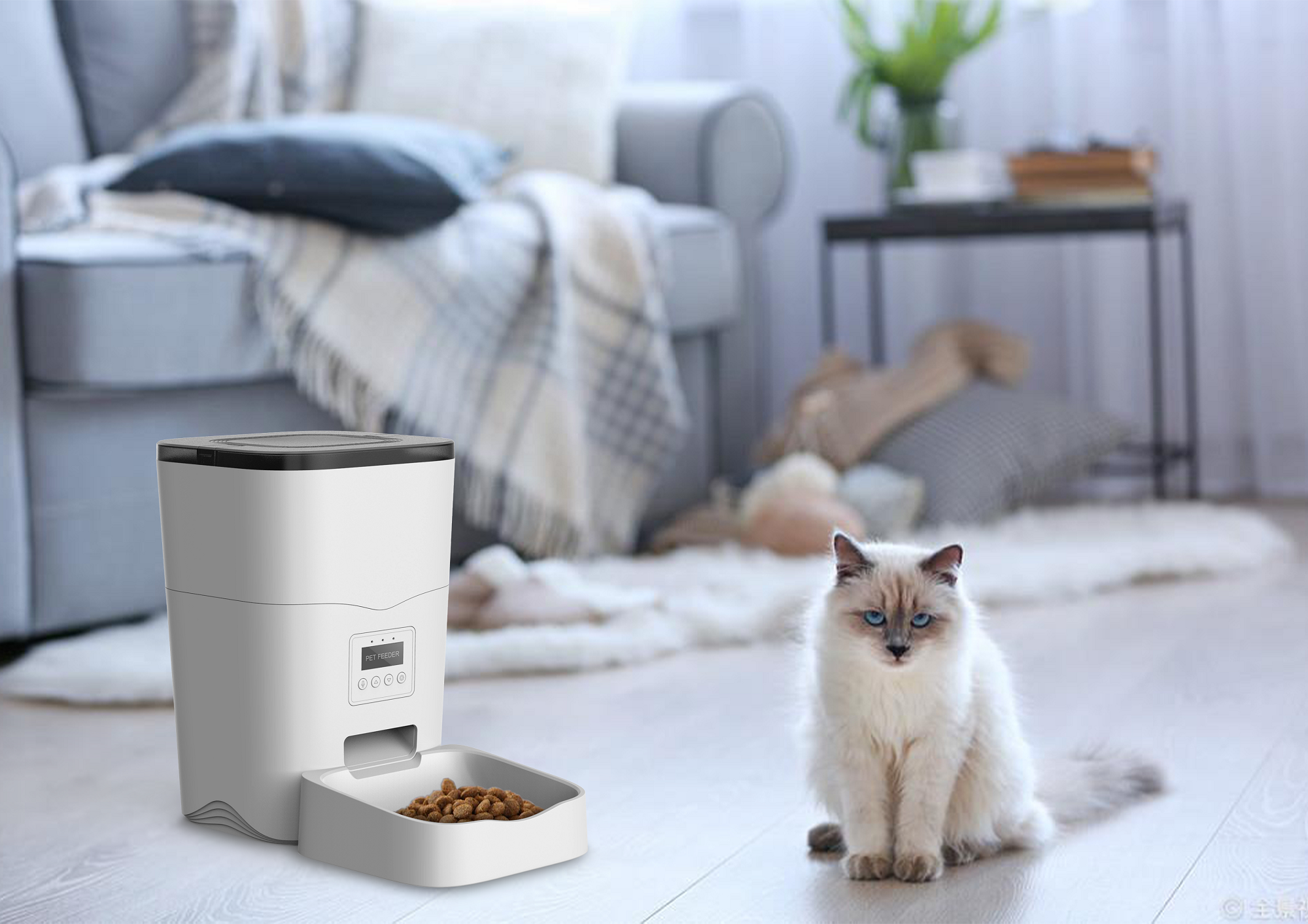 Custom Wifi Remote Pet Automatic Feeder App Smart Pet Food Feeder Bowl 3L Dual Power Supply Food Grade ABS