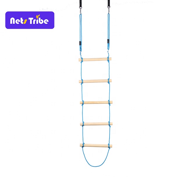 Custom swing sets safety climbing rope wooden ladder for kids