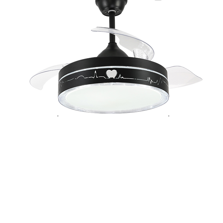 Indoor living room foldable energy-saving decorative light LED ceiling fan with light retractable ceiling fan