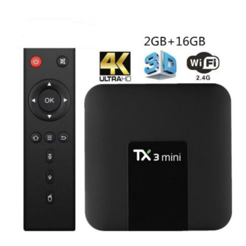Лидер продаж на Amazon, четырехъядерный процессор Iptv Pro, прошивка под заказ, ТВ-приставка Android TX3 Mini