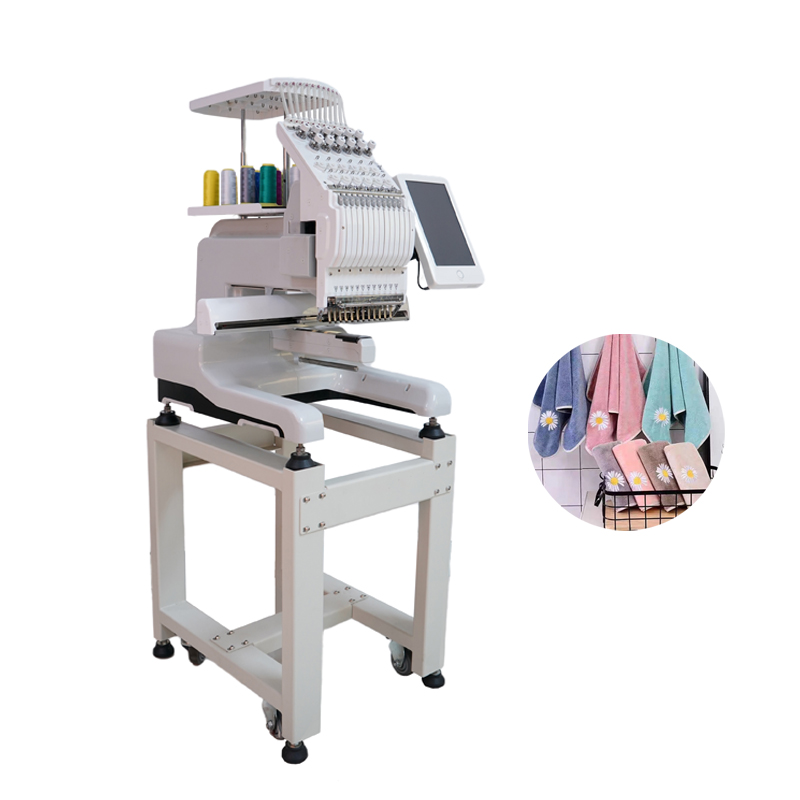 High Speed Single Head 12 Needles Small Computer Embroidery Machines Prices For Hat Socks Towels