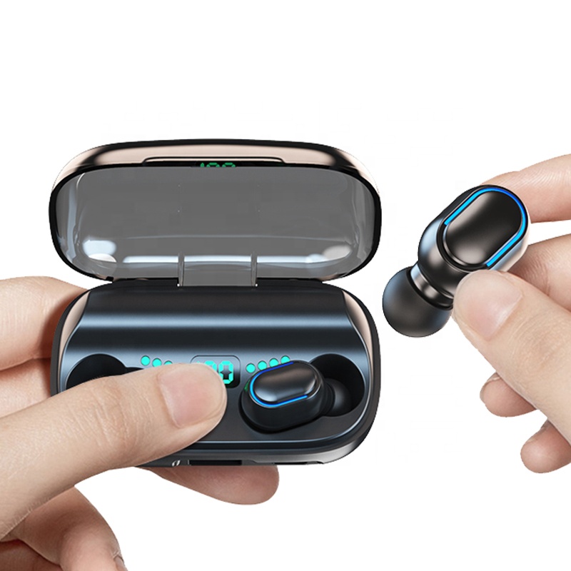 LED Light Custom Logo Stereo TWS True Wireless Earbuds BT 5.0 Headphone Earphone