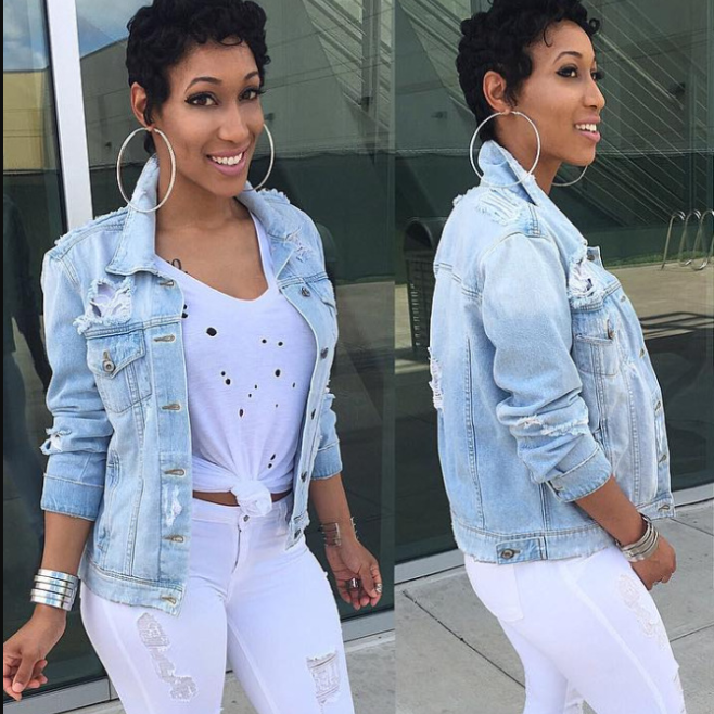 YH Plus Size Denim Jacket Women Casacos Feminino Slim Ripped Holes Jeans Jackets Coat Femme Vintage Jacket Y11318