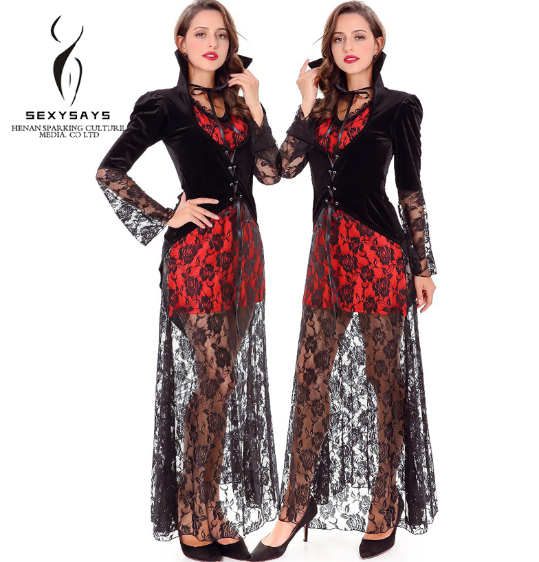 Wholesale 2021 design Halloween cosplay witch underwear transparent lace dress collar nightclub style mysterious party clothes