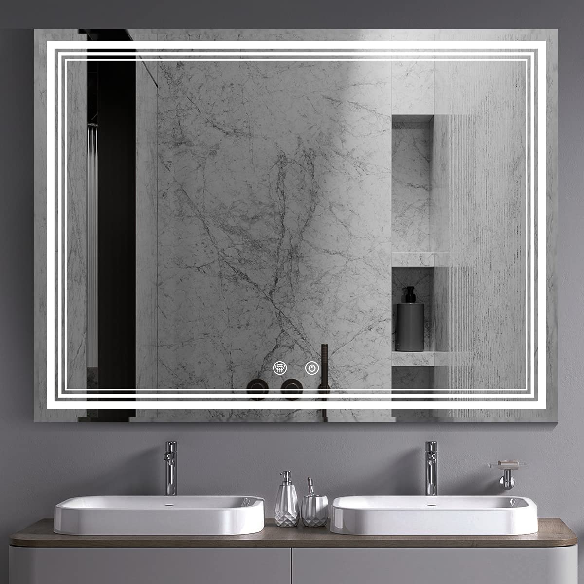 Popular design frameless smart vanity mirror with led bathroom wall Silver Mirror