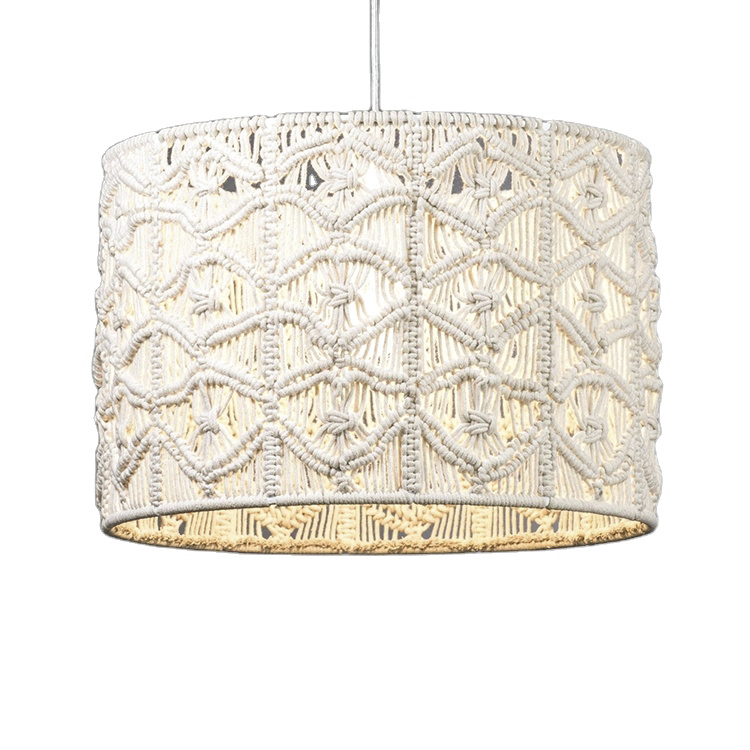 Handwork Cotton Rope Woven Lampshade Bohemian Macrame Wall Hanging Lamp Chandelier wedding Decoration