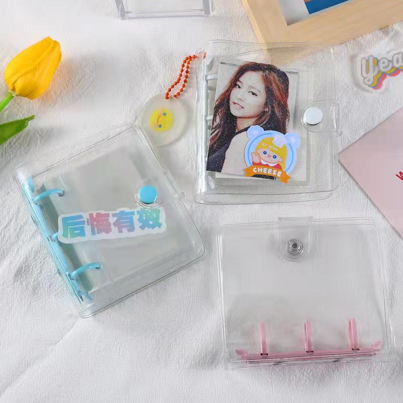 2021 multi color clear plastic binder cover with 3 rings, pvc carry size notebook mini 3 rings binder